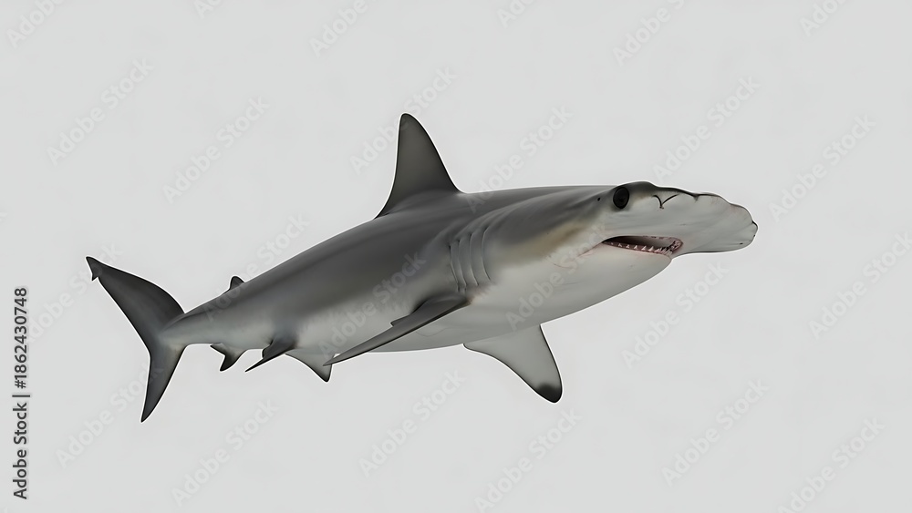 Obraz premium Hammerhead Shark Swimming Underwater in Ocean.