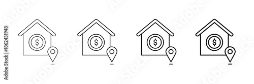 Map Icons Vector Set In Different Stroke Line Style