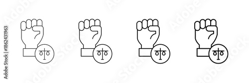 Rights Icons Vector Set In Different Stroke Line Style