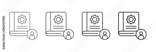 Training Book Icons Vector Set In Different Stroke Line Style
