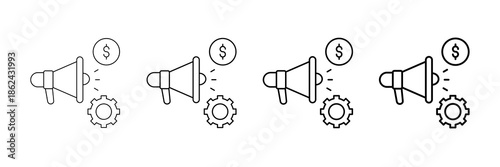 Marketing Kit Icons Vector Set In Different Stroke Line Style