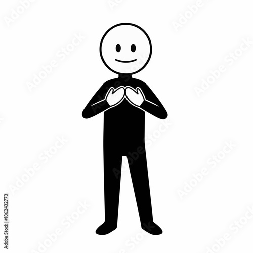Gratitude Gesture: A simple yet profound illustration of a figure expressing thanks and appreciation through a heartfelt gesture, embodying the essence of positivity and warmth.