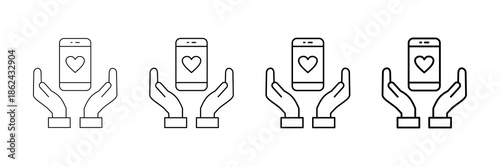Mobile Care Icons Vector Set In Different Stroke Line Style
