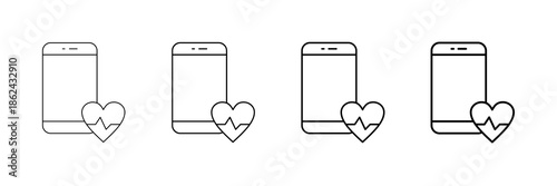 Wellness App Icons Vector Set In Different Stroke Line Style