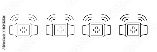 Health Sensor Icons Vector Set In Different Stroke Line Style