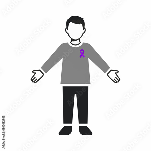 Supporting the Cause: A person wearing a symbolic ribbon, standing to raise awareness for a social issue, embodying compassion and empathy. 