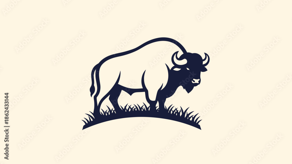 Obraz premium Majestic Bison Standing Proudly in a Field of Grass.
