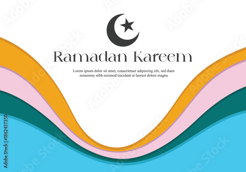 Ramadan Kareem greeting modern wave background