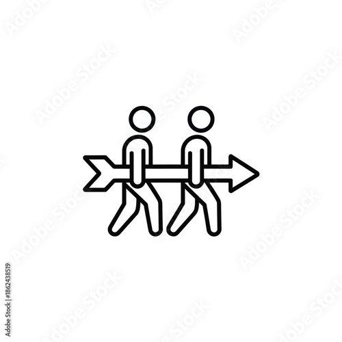 Two figures pulling in opposite directions with an arrow symbol