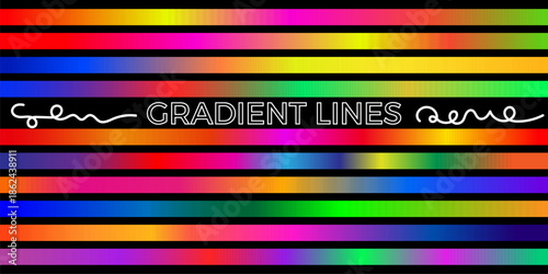 Abstract Gradient Lines Vibrant Rainbow Colors Horizontal Pattern for Digital Background Design