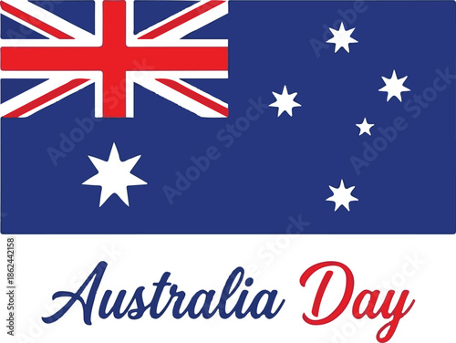 Australia day celebration background with national flag elements on transparent checkered pattern