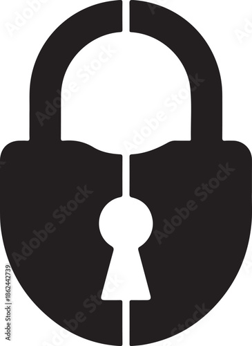Old fashioned padlock symbol shape for security and locking mechanism illustration