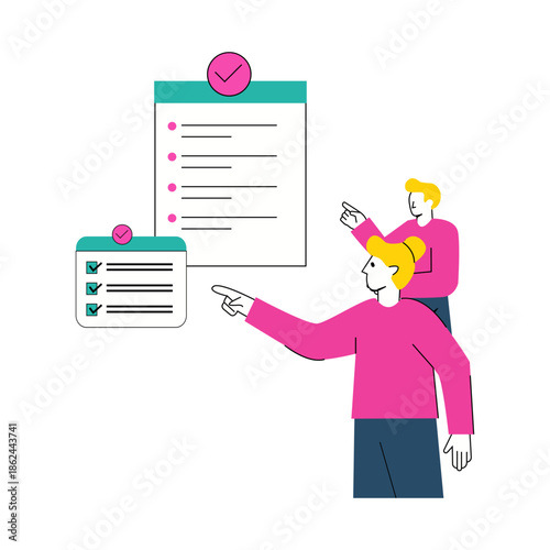 Team reviewing project task checklist