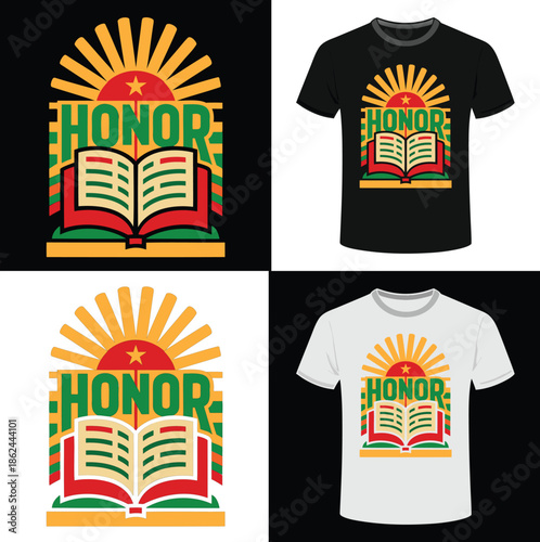 Honor Black History Month Education Knowledge Book Symbol T Shirt Design