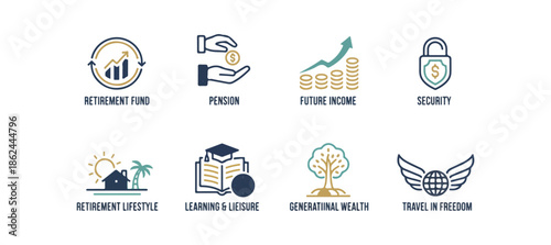 Abstract icon set business finance and technology elements