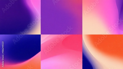  Vibrant Purple Pink and Orange Blurry Mesh Gradient Background Set