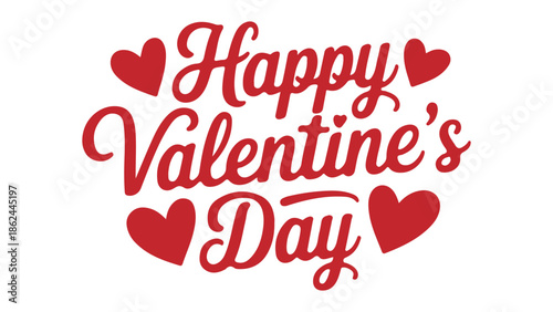 Happy valentine's day greeting with red hearts on white background for love and romance with Valentine s Day