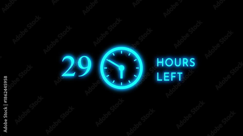 Timer Left 57 Hours left countdown clock icon animation. Countdown timer clock ...
