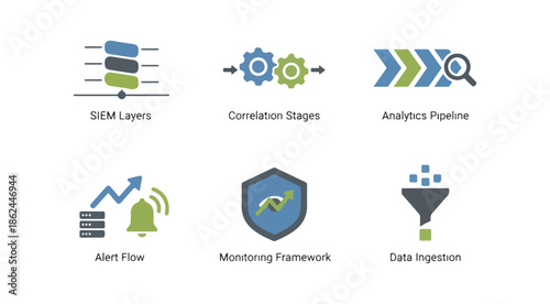 Abstract business process icons for data analysis and strategy