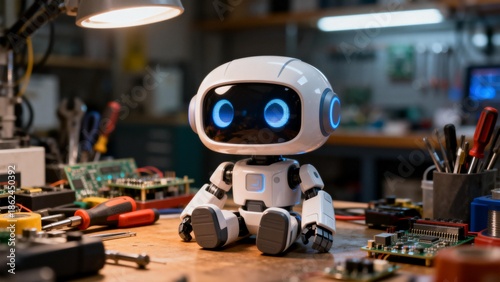 Wallpaper Mural Robot toy on workbench with tools Torontodigital.ca