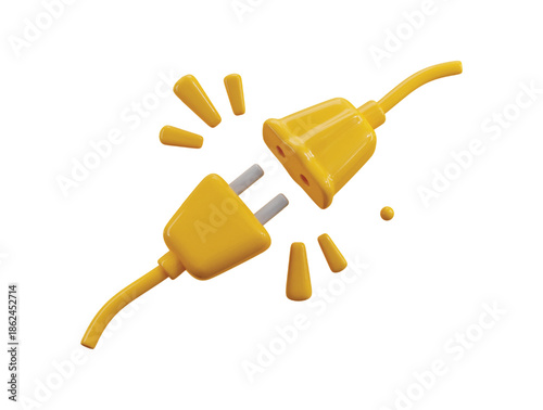 Electric plug and socket unplug icon 3d render concept of electric plug, 404 error, Disconnection or connect loss icon vector illustration