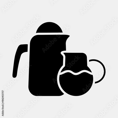 Icon milk and syrup. Coffee shop elements. Icon in glyph style.