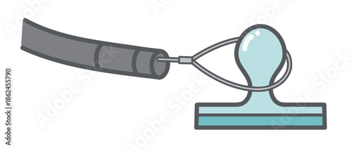 ポリープにスネア（金属の輪）をかけるイラスト