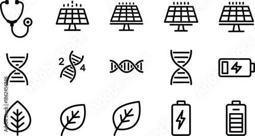 Sustainable energy and medical icons