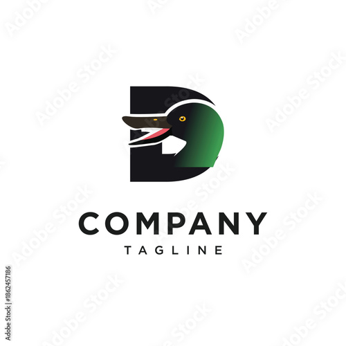 Letter D Northern Spade Duck Logo Icon Vector