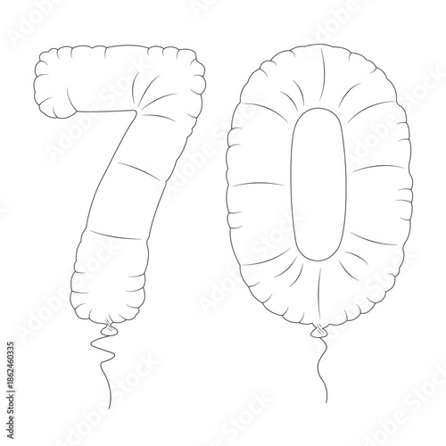 outline of the number seventy balloon