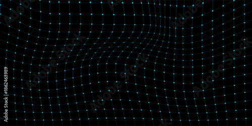 Abstract technology futuristic concept blue grid perspective on black background and lighting with space for your text