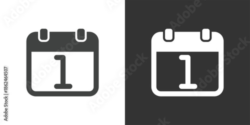 Calendar Date One icon. Solid glyph series icon