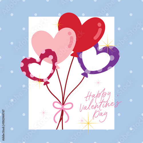 Sweet romantic Valentines Day greeting card vector in pink and red tones with cute heart elements and cheerful love vibe, perfect for celebration, print design, and social media.