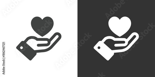 Hand Holding Heart icon. Solid glyph series icon