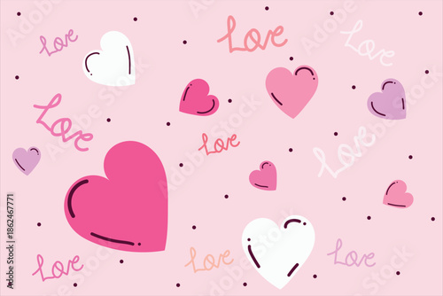 Seamless Pink Heart Pattern for Valentine Love 