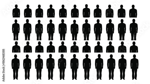 A grid of silhouetted figures representing a large group of people