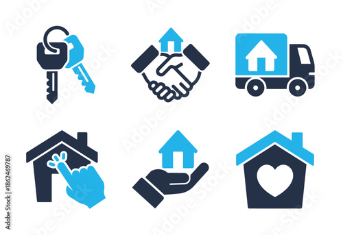 Property Transaction and Service icon set. Solid glyph series icons