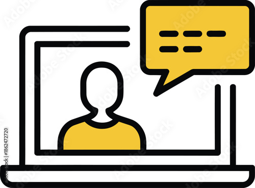 AI Chat Assistant on Laptop Illustration Icon
