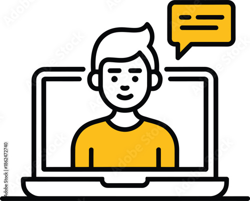 AI Chat Assistant on Laptop Illustration Icon