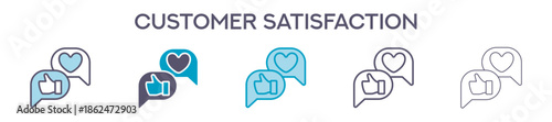 Customer Satisfaction Element For Design Graphic - Multi Styles. Vector Illustration Of Two Colored And Black. Multiple Icons Designs Can Be Used For Mobile, Ui, Web 