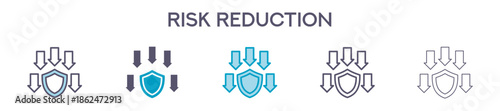 Risk Reduction Element For Design Graphic - Multi Styles. Vector Illustration Of Two Colored And Black. Multiple Icons Designs Can Be Used For Mobile, Ui, Web 