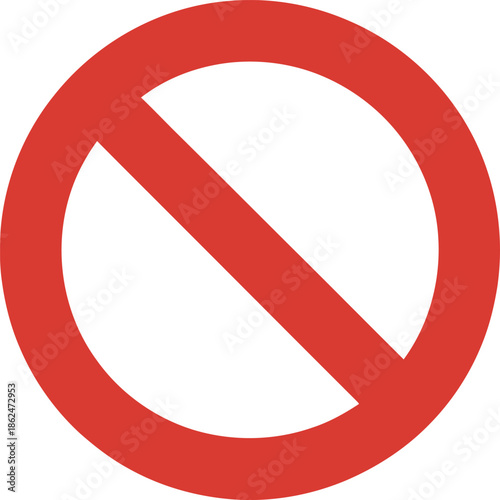 Red circle with a diagonal line through it symbolizing prohibition not allowed forbidden