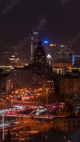 Wallpaper Mural Bustling nighttime traffic and building clusters at Beijing Guomao, China Torontodigital.ca