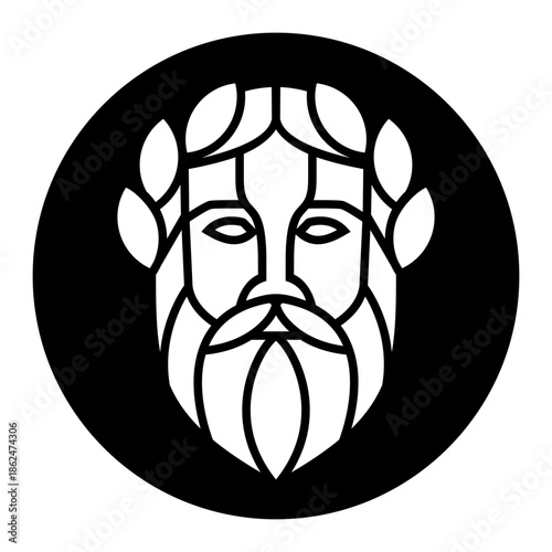 Bearded Man Laurel Portrait Icon Vector
