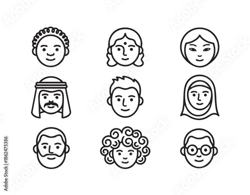 Hand Drawn Diverse People Avatar Icons Set for User Profiles
