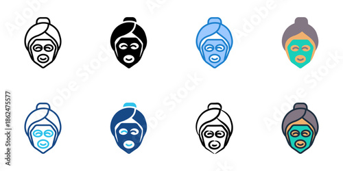 Face mask icons set multiple style collection. Editable stroke 

