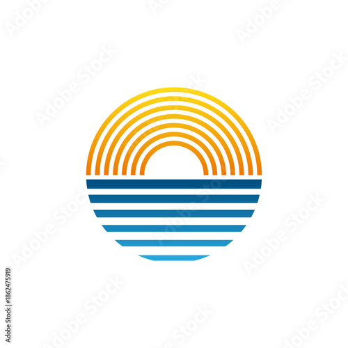 Minimalist Sunset Over Ocean Logo