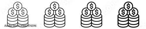 Coin Icon Set Different Style Collection
