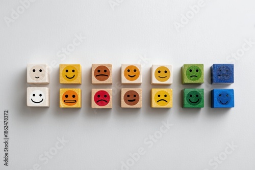 Wooden blocks with various colored faces