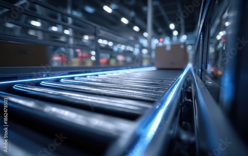 Automated conveyor belt in a warehouse